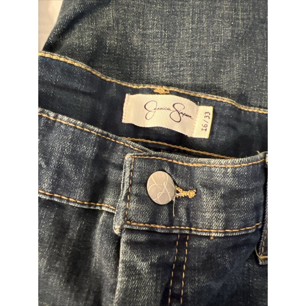 Jessica Simpson Womens Denim Bermuda Short Size 16 Blue Dark Wash Frayed Stretch - Picture 5 of 12